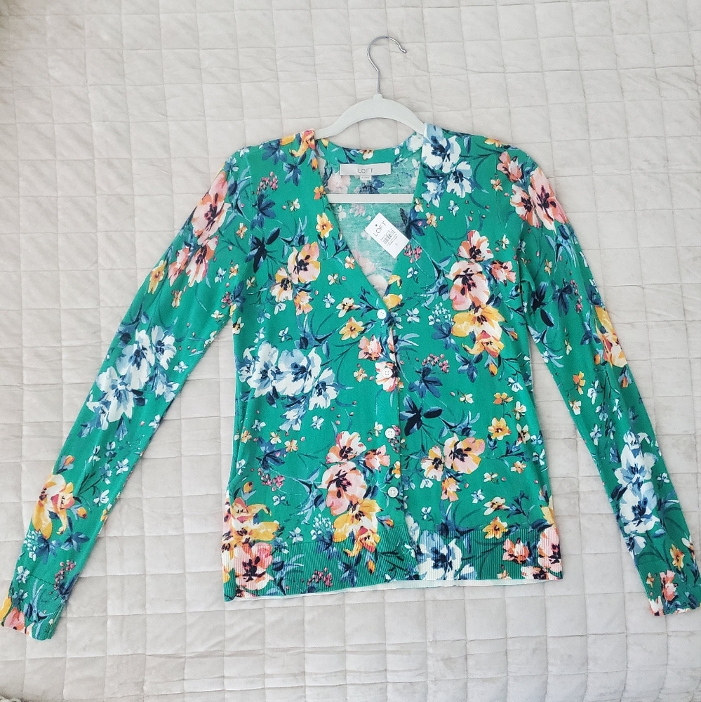 LOFT floral Cardigan NWT